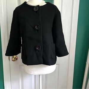 Karoo Mark Eisen Black Wool 3/4 Sleeve Coat/Blazer Medium